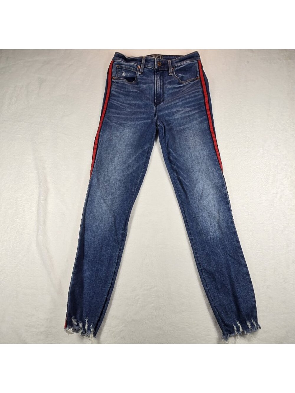 Abercrombie & Fitch Simone High Rise Ankle Jeans Size 27 Side Stripe Denim Blue